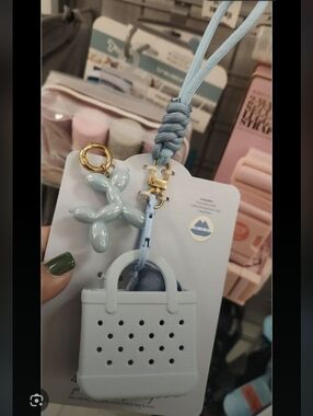 4PC-Mini Bag Charm, Balloon Dog Charm, 2 Powder Puffs Wristlet Strap (Blue 🩵💙)